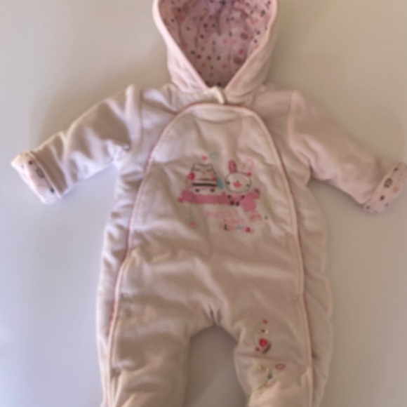 Babaluno Pink Snap Front lightly padded Hooded Bunting size Newborn-3 Months - Picture 4 of 9